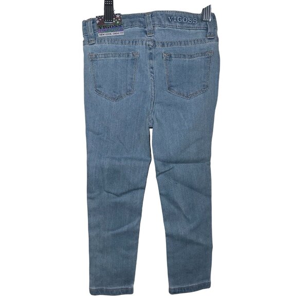 Vigoss Girls Skinny Jeans 4T Super Soft Stretch Denim With Star Patches & Rainbo - Picture 6 of 6
